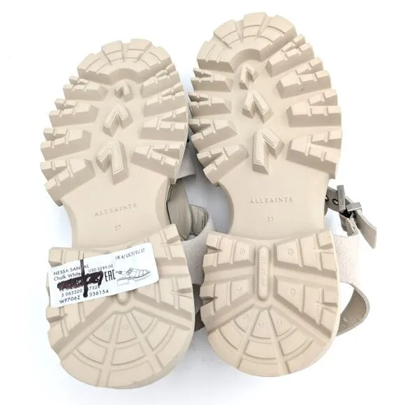 AllSaints Nessa Chunky Leather women's Sandals Stone White size US7 EU37