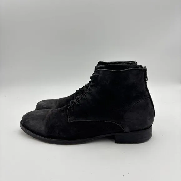 Allsaints Snare Black Suede Back Zip Lace Up Boots Men's 45