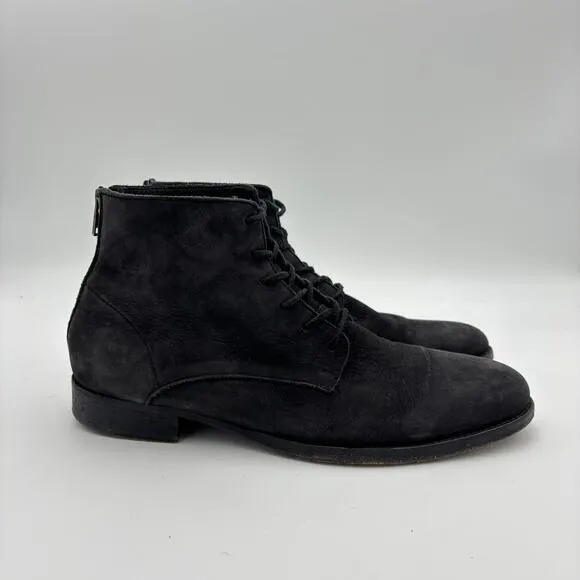 Allsaints Snare Black Suede Back Zip Lace Up Boots Men's 45