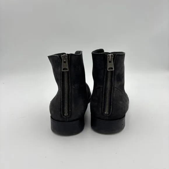 Allsaints Snare Black Suede Back Zip Lace Up Boots Men's 45