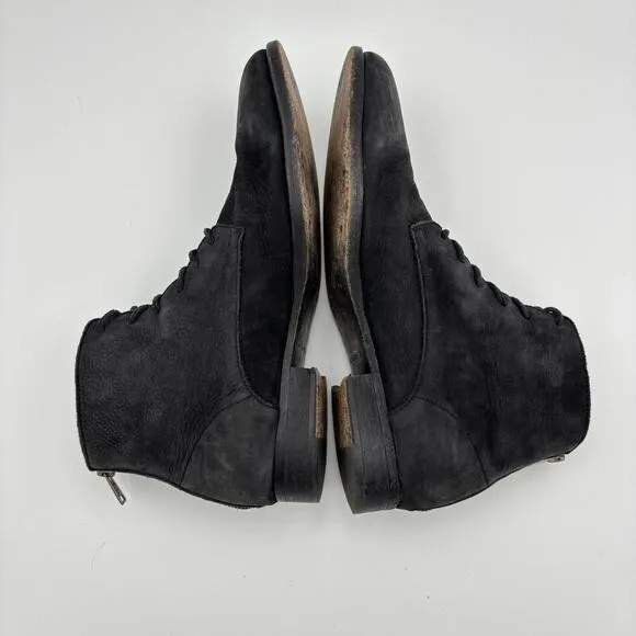 Allsaints Snare Black Suede Back Zip Lace Up Boots Men's 45