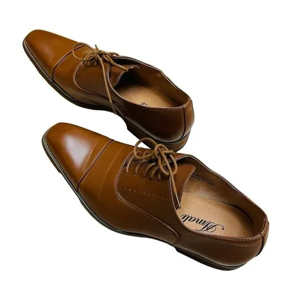 Amali Mens Oxford Dress Shoes Brown Cap Toe and Lace-Up Size 10.5