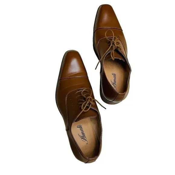Amali Mens Oxford Dress Shoes Brown Cap Toe and Lace-Up Size 10.5