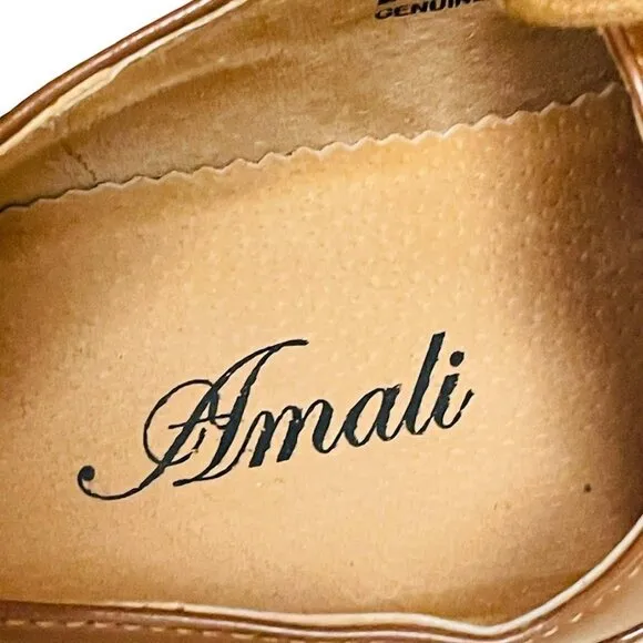 Amali Mens Oxford Dress Shoes Brown Cap Toe and Lace-Up Size 10.5