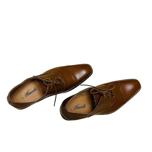 Amali Mens Oxford Dress Shoes Brown Cap Toe and Lace-Up Size 10.5