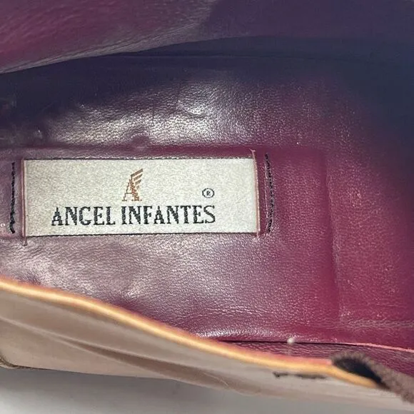 Angel Infantes Brown Square Toe Slip On Fine Leather Loafer Dress Shoes Size 45