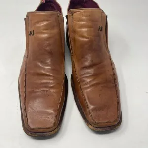 Angel Infantes Brown Square Toe Slip On Fine Leather Loafer Dress Shoes Size 45