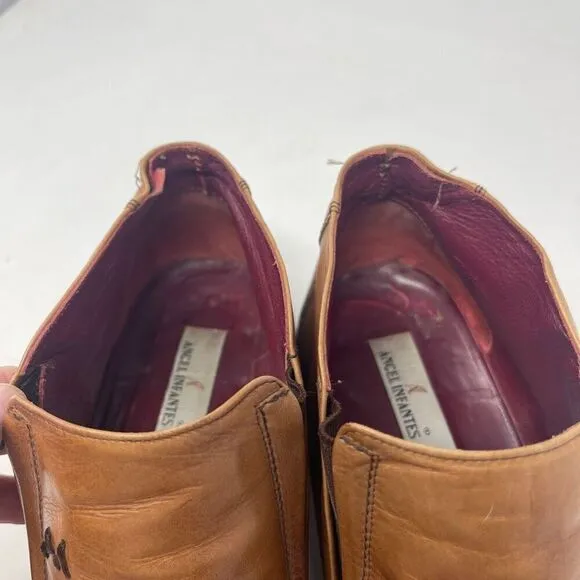 Angel Infantes Brown Square Toe Slip On Fine Leather Loafer Dress Shoes Size 45