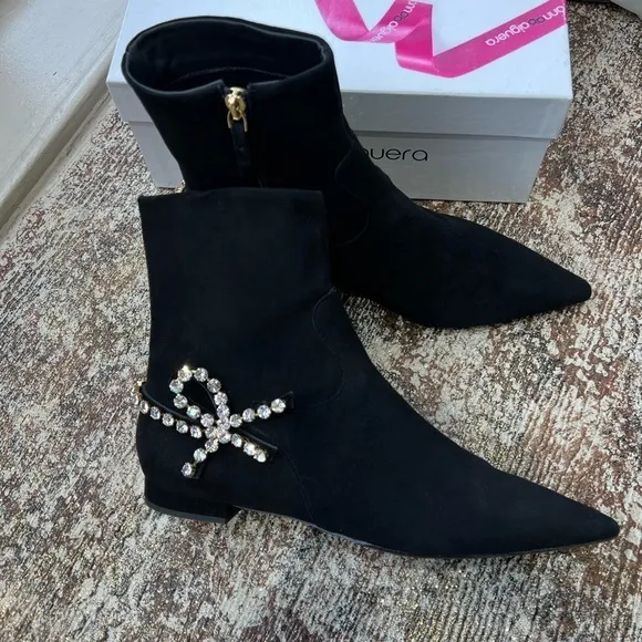 Anna Baiguera Black Suede Ankle Boots