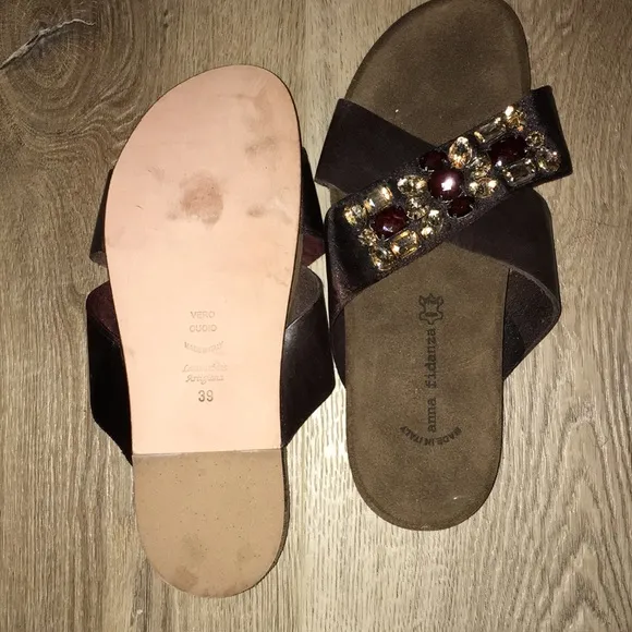 ANNA FIDANZA made in italy detailed NWT BIRKINSTOCKS like real leather slides
