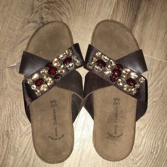 ANNA FIDANZA made in italy detailed NWT BIRKINSTOCKS like real leather slides