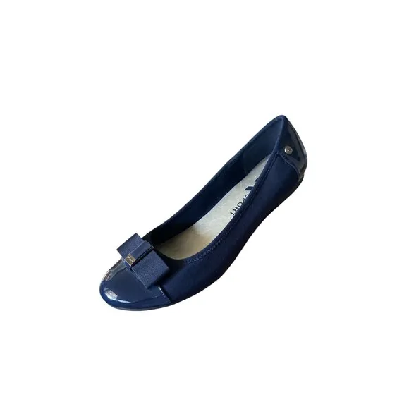 Anne Klein Alive Sz 8M Ballet Flat Shoes Cap Toe Navy