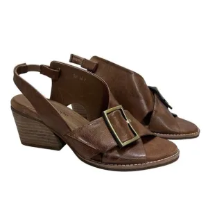 Antelope 505 Leather Buckle Sling Heel Brown Sandals 38/7-7.5 Feminine Coquette