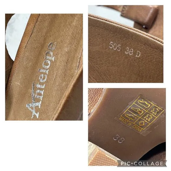 Antelope 505 Leather Buckle Sling Heel Brown Sandals 38/7-7.5 Feminine Coquette