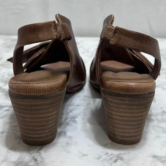 Antelope 505 Leather Buckle Sling Heel Brown Sandals 38/7-7.5 Feminine Coquette