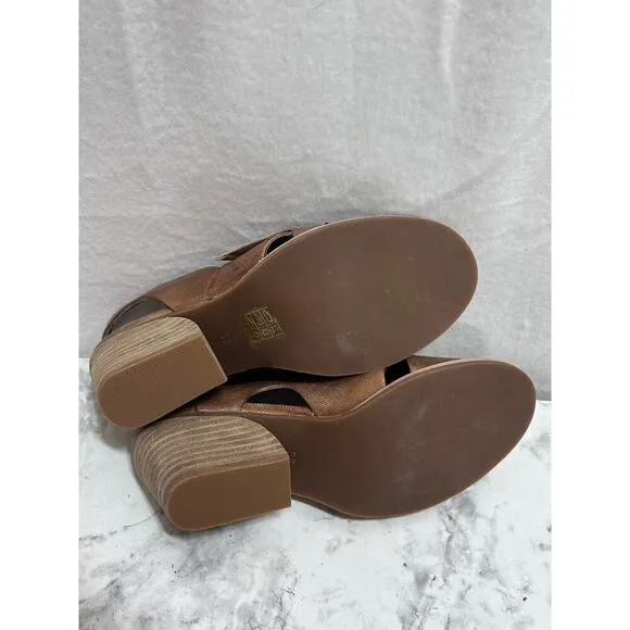 Antelope 505 Leather Buckle Sling Heel Brown Sandals 38/7-7.5 Feminine Coquette