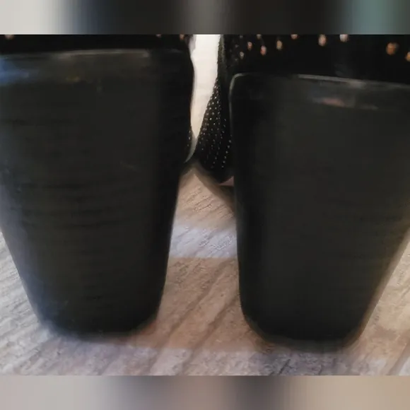 Anthropologie Black Suede Gold Micro Beaded Ankle Boots Boho Witchy Whimsigoth