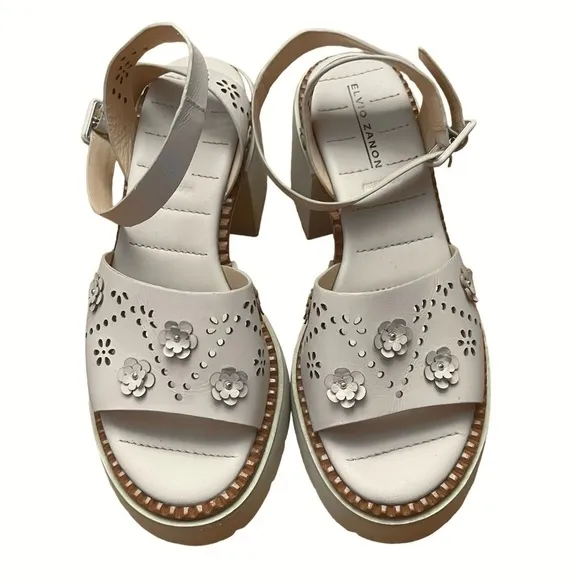 Anthropologie Elvio Zanon Perforated Floral Sport Sandals EU 39