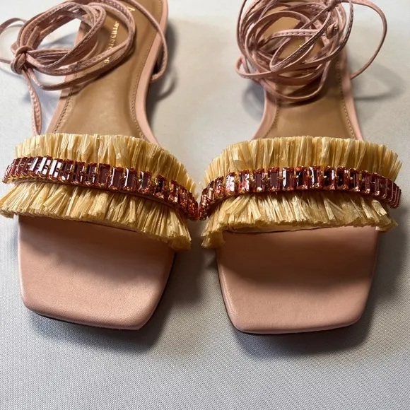 Anthropologie Embellished Tie-Up Sandals