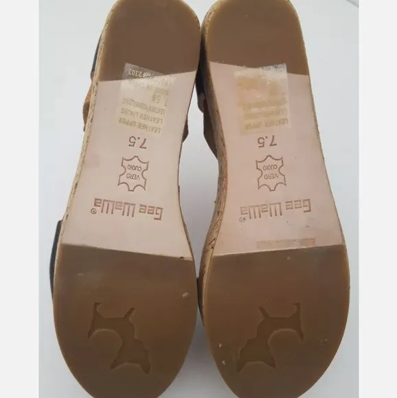 Anthropologie Gee Wawa wedge leather sandals 7.5