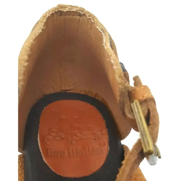 Anthropologie Gee Wawa wedge leather sandals 7.5