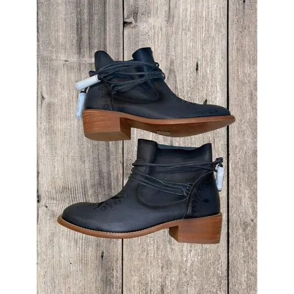 Anthropologie Musse &amp; Cloud KYLIE Leather Boot Shoes Black Women’s Size 10