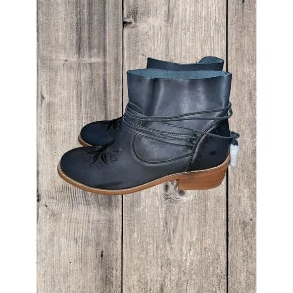 Anthropologie Musse &amp; Cloud KYLIE Leather Boot Shoes Black Women’s Size 10