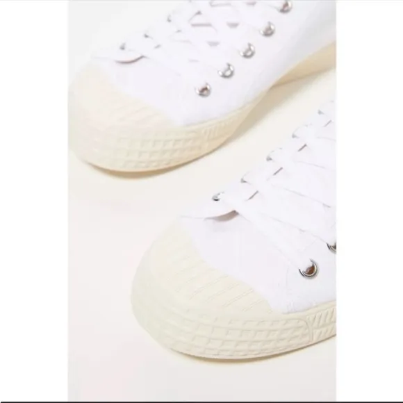 ANTHROPOLOGIE Platform Tennis Sneaker High Top Lace Up Canvas Shoes White 36 NWT