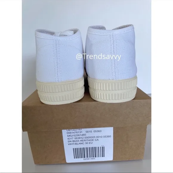 ANTHROPOLOGIE Platform Tennis Sneaker High Top Lace Up Canvas Shoes White 36 NWT