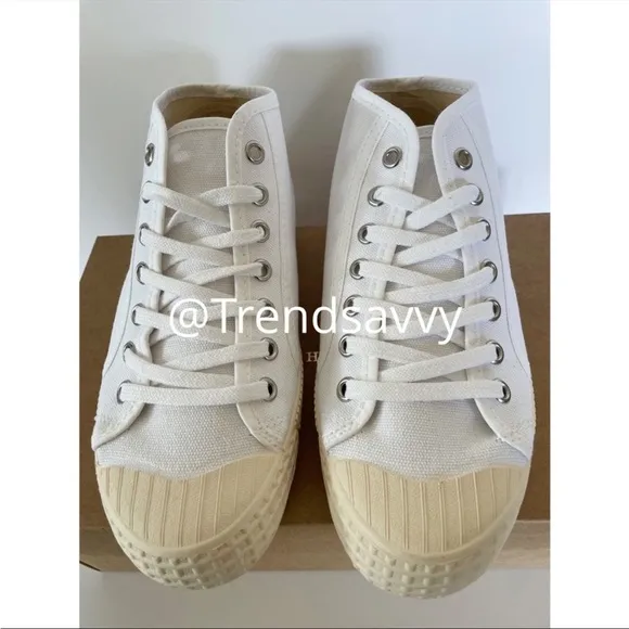 ANTHROPOLOGIE Platform Tennis Sneaker High Top Lace Up Canvas Shoes White 36 NWT