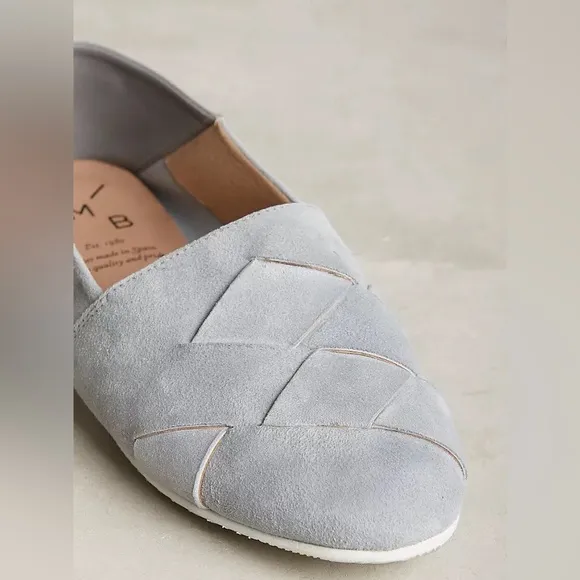 Anthropologie RARE KMB Fold-Back Flats Gray Suede Woven Shoes