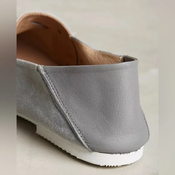 Anthropologie RARE KMB Fold-Back Flats Gray Suede Woven Shoes