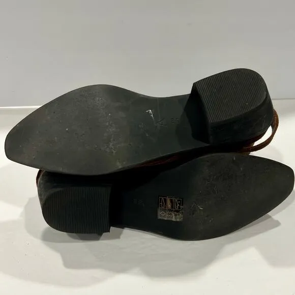 Anthropologie Women's Brown Suede Western Booties Size 7