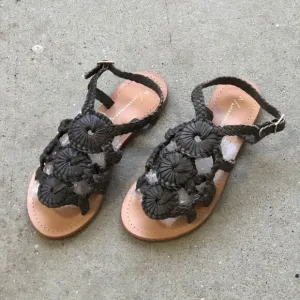Anthropologie Leather braided Flower Sandals NWOB