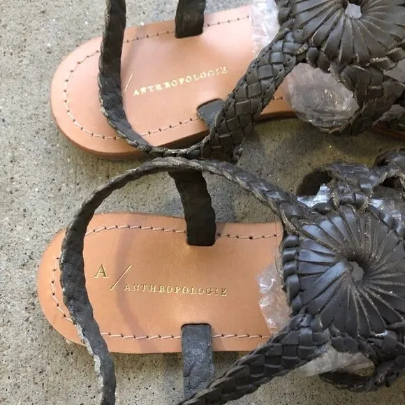 Anthropologie Leather braided Flower Sandals NWOB