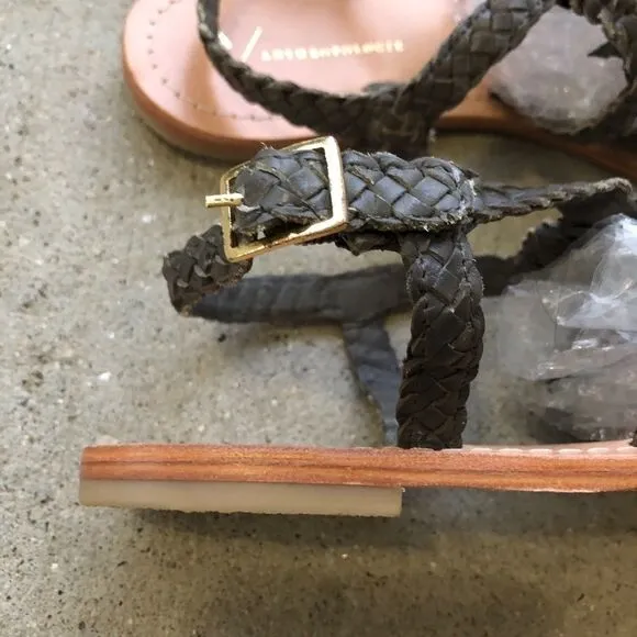 Anthropologie Leather braided Flower Sandals NWOB