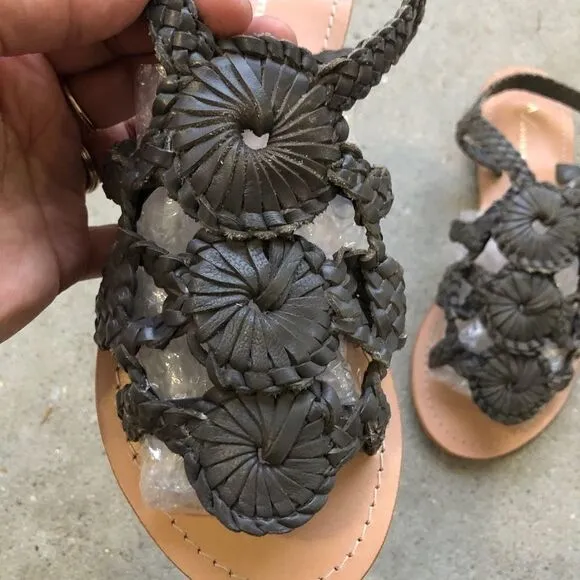 Anthropologie Leather braided Flower Sandals NWOB