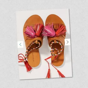 ANTIK BATIK Johnny Was NEW Women’s Tan Youri Tasseled Sandals Sz 36