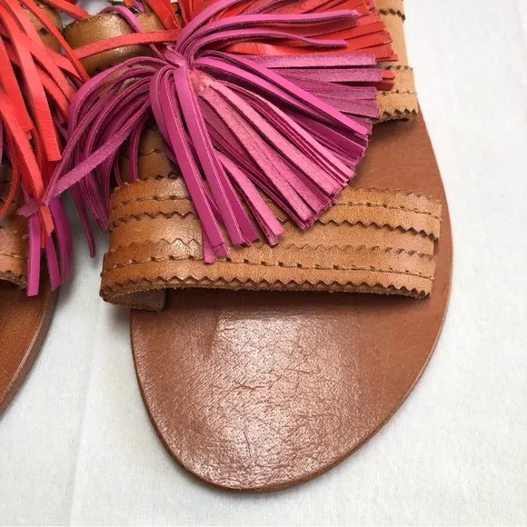 ANTIK BATIK Johnny Was NEW Women’s Tan Youri Tasseled Sandals Sz 36