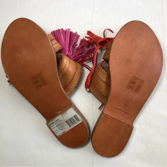 ANTIK BATIK Johnny Was NEW Women’s Tan Youri Tasseled Sandals Sz 36