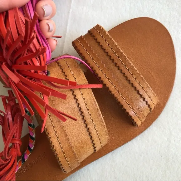 ANTIK BATIK Johnny Was NEW Women’s Tan Youri Tasseled Sandals Sz 36
