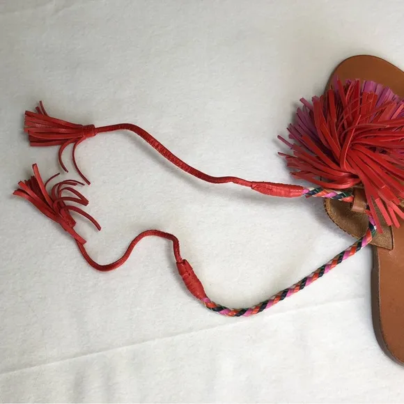 ANTIK BATIK Johnny Was NEW Women’s Tan Youri Tasseled Sandals Sz 36