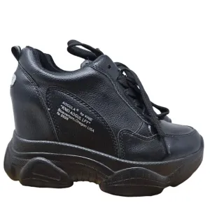 Aogula Black Silver Wedge Platform Sneakers Women's 36 - 5.5