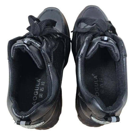 Aogula Black Silver Wedge Platform Sneakers Women's 36 - 5.5
