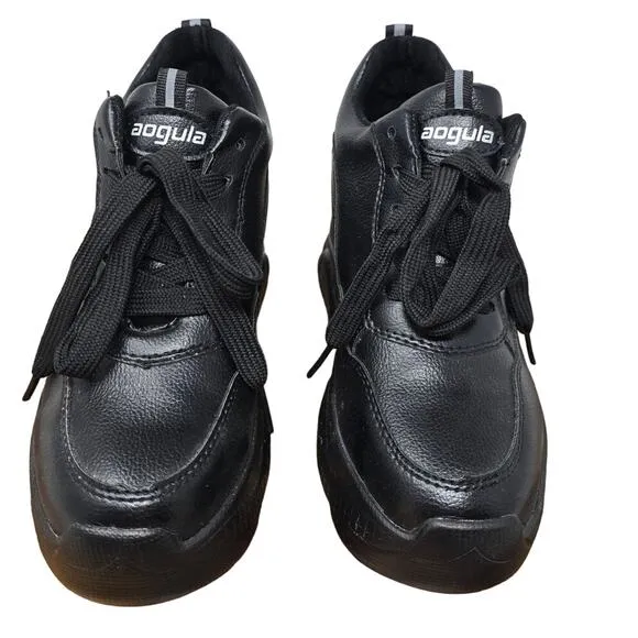 Aogula Black Silver Wedge Platform Sneakers Women's 36 - 5.5