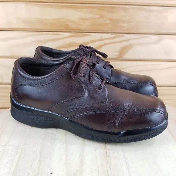 Apex B2060M Brown Leather Comfort Casual Shoes Lace-up Oxfords Men's 10M
