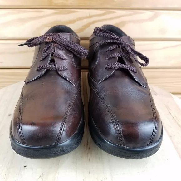 Apex B2060M Brown Leather Comfort Casual Shoes Lace-up Oxfords Men's 10M