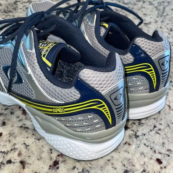 Apex Mens Lace Up Mesh Athletic Boss Runner Active Shoes Silver Blue Size 12.5