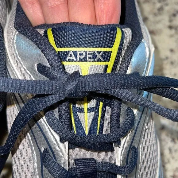 Apex Mens Lace Up Mesh Athletic Boss Runner Active Shoes Silver Blue Size 12.5