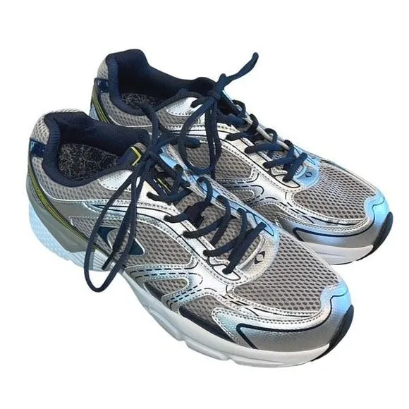 Apex Mens Lace Up Mesh Athletic Boss Runner Active Shoes Silver Blue Size 12.5